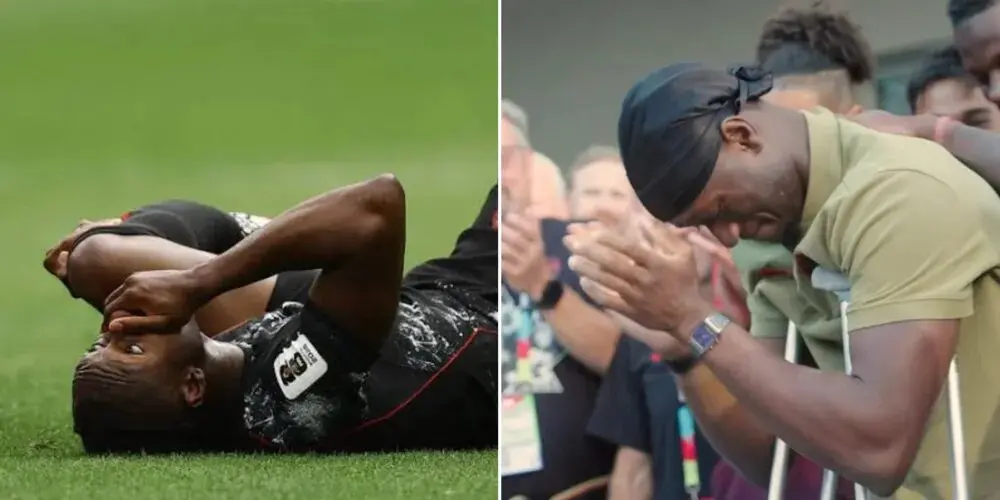 Jogador que quebrou a perna em partida na Copa do Mundo é recebido com aplausos por colegas; assista