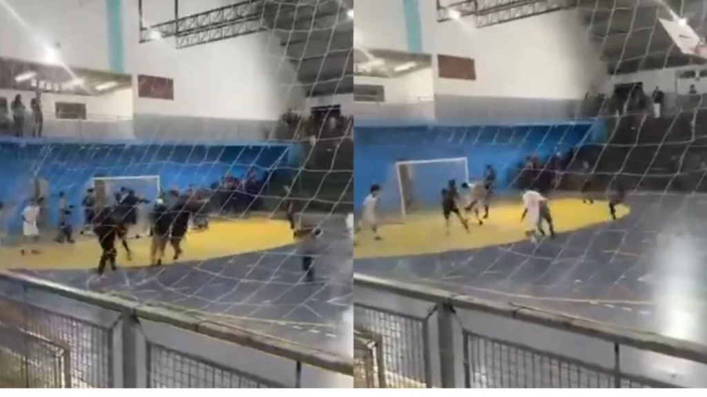Vídeo flagra briga generalizada entre atletas de futsal durante competição na região de Maringá
