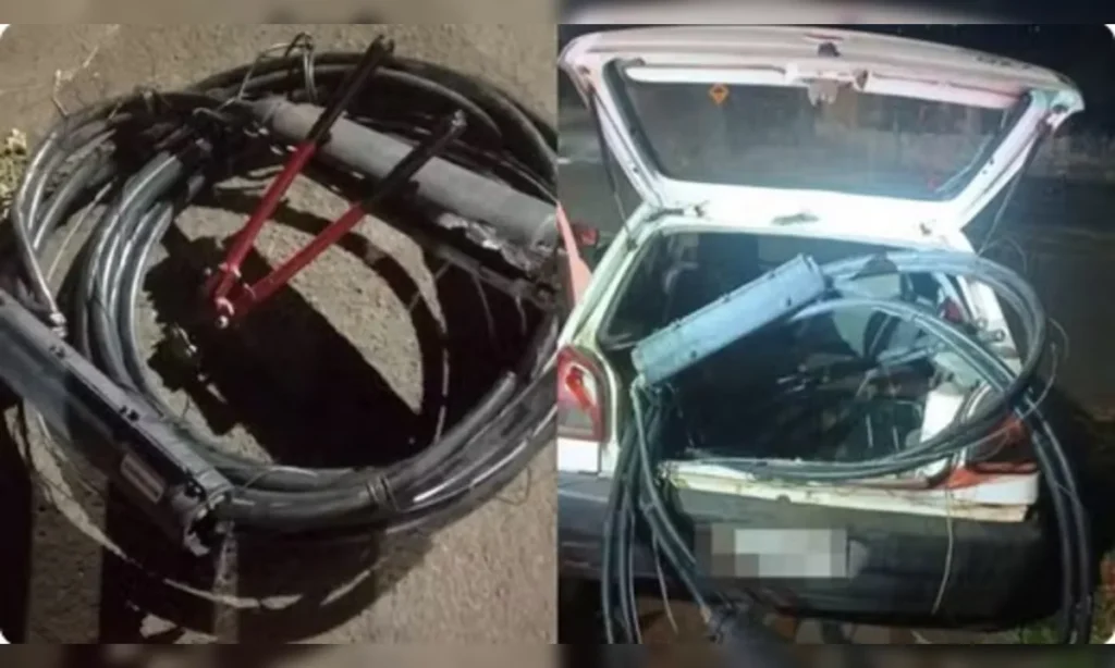 Pai leva filho de 11 anos para furto de cabos de madrugada e acaba preso no Paraná