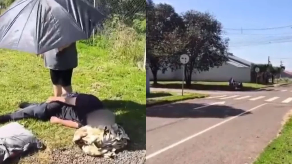 Prefeitura esclarece vídeo de homem deitado na grama durante abordagem que repercutiu na região; veja o vídeo